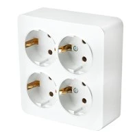 Розетка четырехместная квадратная с/з 250В 10А серия София белый STEKKER MST16-14S-01 49310