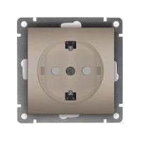 Розетка одноместная UNIVersal серия Афина с/з, с/у, з/ш, 16А, 220В, шампань (еврослот), механизм A0049-Br