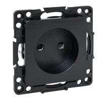 Стокгольм Механизм Розетки 1-местной б/з 10 А черный с защ. штор. EKF EZR10-022-10