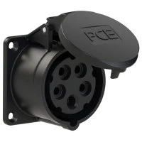 Розетка встраиваемая 16А/400V/3P+N+E/IP44, черная, фланец 70x70 PCE 315-6x 00-00013327