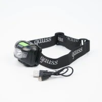 Фонарь светодиодный налобный 3 Вт 130 лм Черный IP44 аккумуляторный Li-ion 600мАч GFL Gauss GAUSS GF405