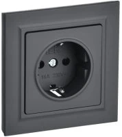 BRITE Розетка 1 пост с заземлением с защитными шторками 16А в сборе РСР14-1-0-БрГ графит IEK BR-R14-16-K53-F