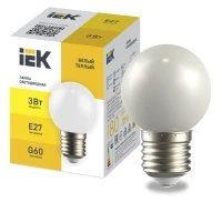 LIGHTING Лампа светодиодная декоративная G60 шар 3Вт 230В теплый белый E27 IEK LLE-G60-3-230-WW-E27