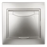 Розетка однофазная скрытого монтажа, в рамку с заземлением без шторок алюминий с крышкой 16А 250В IP20 1-203-03 Intro Plano Б0053892