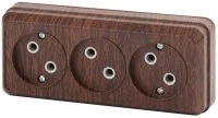 Розетка однофазная тройная наружная (открытой установки) без шторок венге 16А 250В IP20 2-205-10 Intro Quadro Б0053815