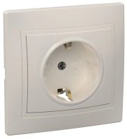 Розетка 1-местная с заземляющим контактом с защитной шторкой 16А керамика КВАРТА кремовый (РСш10-3-Км ) IEK ERK14-K33-16-K