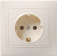 Розетка 1-местная с заземляющим контактом без защитной шторки 16А керамика КВАРТА кремовый (РС10-3-Км ) IEK ERK11-K33-16-K