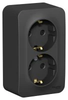 Розетка BLANCA наружная двойная, с заземлением, со шторками, с изолирующей пластиной, 16А, 250В, антрацит Systeme Electric BLNRA011216