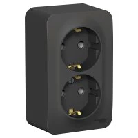 BLANCA  розетка наружная  двойная с заземлением без шторок, 16А, 250В, антрацит Systeme Electric BLNRA010206