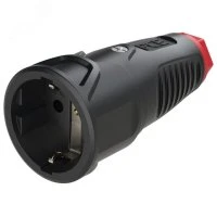 Розетка каб 16A/250V/2P+E/IP20 корпус черный, маркер красный PCE 2520-sr 00-00026220