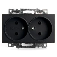 Розетка 2-местная б/з, Катрин, черный, STEKKER GLS10-7113-05 39611