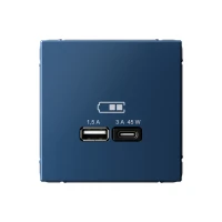 ARTGALLERY USB розетка A + тип-C 45Вт высокоскор.заряд. QC, PD, механизм, аквамарин Systeme Electric GAL001129