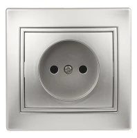 Розетка однофазная скрытого монтажа, в рамку без шторок алюминий 16А 250В IP20 1-201-03 Intro Plano Б0053863