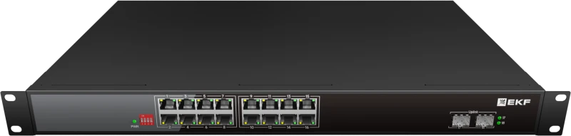 Коммутатор промышленный неуправляемый U-2GX/SFP-16GTP-R, 2 порта 1000Base-X SFP, 16 портов 10/100/1000Base-T(X) RJ45 c PoE, монтаж в 19'' стойку TSX EKF TSX-U-2GX/SFP-16GTP-R Коммутатор промышленный неуправляемый U-2GX/SFP-16GTP-R, 2 порта 1000Base-X SFP, 16 портов 10/100/1000Base-T(X) RJ45 c PoE, монтаж в 19'' стойку TSX EKF TSX-U-2GX/SFP-16GTP-R