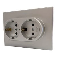 Розетка двухпостовая Ugra с/з с з/ш, механизм, 16А, 250В, серебро GUSI ELECTRIC С11Р6-004