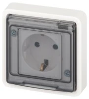 Розетка однофазная скрытого монтажа, в рамку с заземлением со шторками белый 16А 250В IP55 винтовые клеммы 11-2522-01 Эра Эксперт ЭРА Б0063281