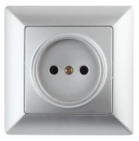 Розетка однофазная скрытого монтажа, в рамку без шторок алюминий 16А 250В IP20 4-201-03 Intro Solo Б0053643