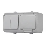 Блок розетка с выключателем Intro Atlantic 5-702-03 двойным 2P+E, 10(16)А-250В, открытой установки, IP54, серый Б0050948
