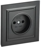 BRITE Розетка 1 пост без заземления без защитных шторок 10А в сборе РСР10-1-0-БрЧ черный IEK BR-R10-10-K02-F