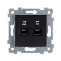 Мария Механизм розетки низковольтной ПК/ПК 2 гнезда скр.уст. РК2-471 антрацит Кунцево-Электро 130004