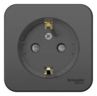 Розетка наружная BLANCA с заземлением со шторками (тонкая) изоляционная пластина 16А 250В антрацит Systeme Electric BLNRA111116