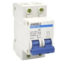 Выключатель автоматический 2P 2A 4.5кА тип C DZ47-63 ANDELI ADL01-072