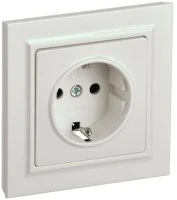 BRITE Розетка 1 пост с заземлением с защитными шторками 16А в сборе РСР14-1-0-БрЖ жемчуг IEK BR-R14-16-K36-F