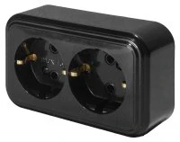 Розетка 2-местная с заземляющим контактом, 250В, 16А, IP20 черный STEKKER PST16-31-20 39696