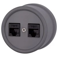 Розетка Лизетта RJ45 информационная двойная, пластик, цвет Титан Bironi B1-302-26