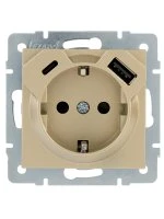 VESNA  Розетка с/з TC+USB разъём золото Lezard 742-3688-181TC