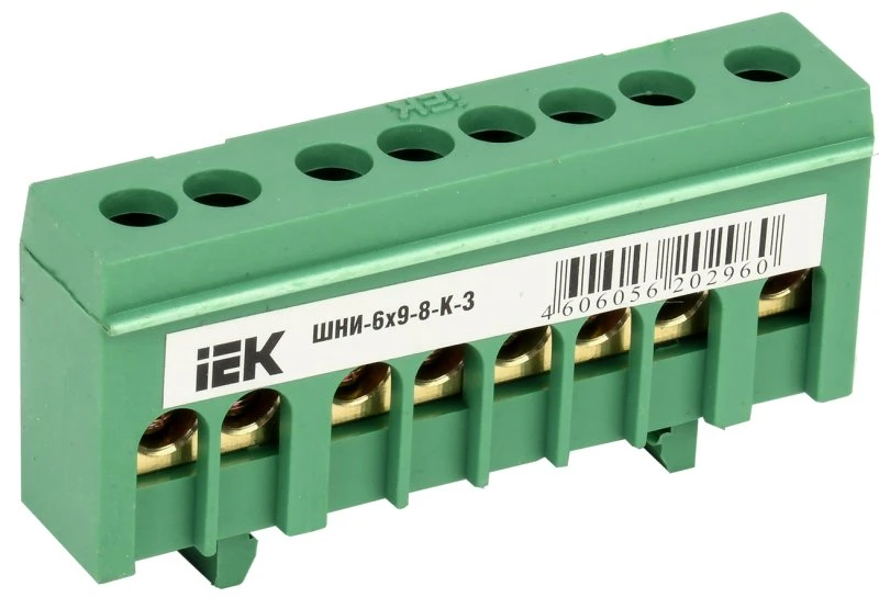 Шина PE земля корпусный изолятор на DIN-рейку ШНИ-6х9-8-К-З IEK YNN10-69-8KD-K06 Шина PE земля корпусный изолятор на DIN-рейку ШНИ-6х9-8-К-З IEK YNN10-69-8KD-K06