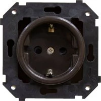 Розетка Шедель с заземлением (скрытый монтаж), Коричневый Bironi B3-101-22