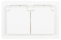 Розетка Intro Style 7-210-01 2х2P+E Schuko с крышкой штор., 16А-250В, СУ, IP44, белый Б0062873