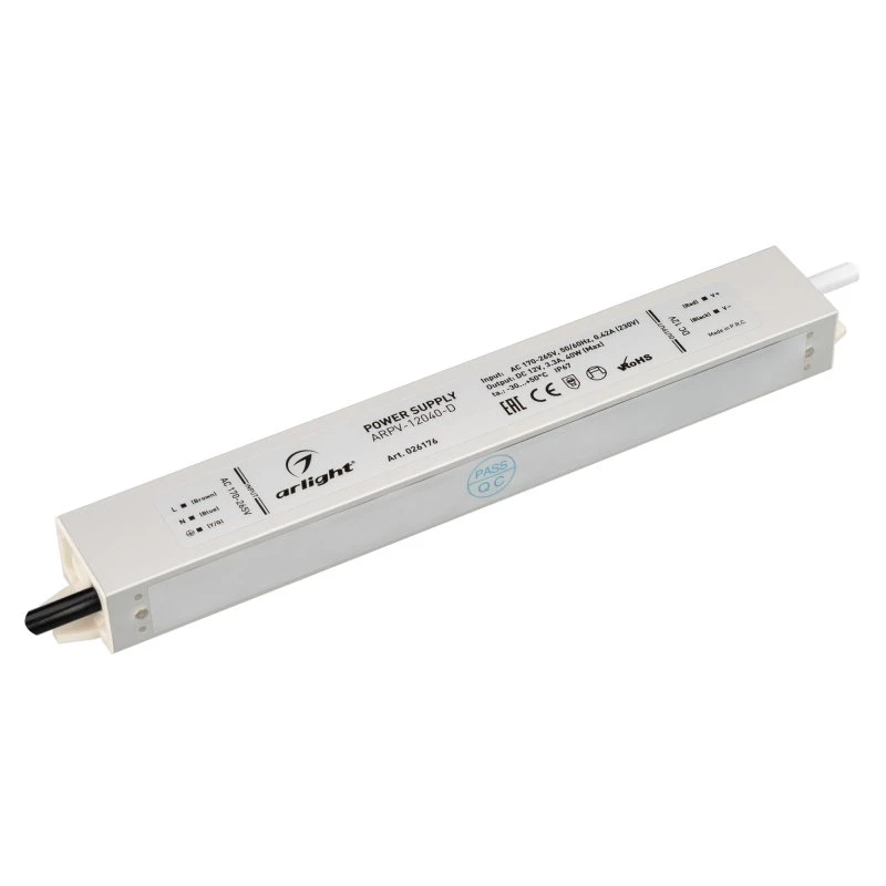 Блок питания ARPV-12040-D (12V, 3.3A, 40W) (ARL, IP67 Металл, 3 года) Arlight 026176 Блок питания ARPV-12040-D (12V, 3.3A, 40W) (ARL, IP67 Металл, 3 года) Arlight 026176