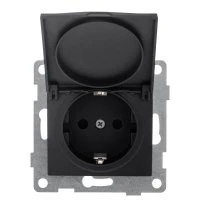 Розетка однопостовая Bravo с/з с з/ш и крышкой, механизм, 16А, 250В, графит GUSI ELECTRIC С10Р91-010