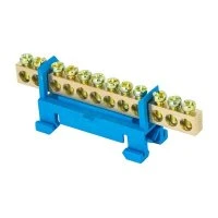 Шина 0 N (6х9мм) 12 отверстий латунь синий изолятор тип Стойка на DIN-рейку PROxima EKF sn0-63-12-sb