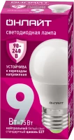 Лампа светодиодная 9вт OLL-G45-9-230-4K-E27-FR PRO 90-240В ОНЛАЙТ 90423 32004