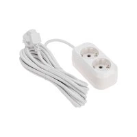 Удлинитель 2 гнезда, 5 м, 3х0,75 мм2, с/з, белый ProConnect 13-4204