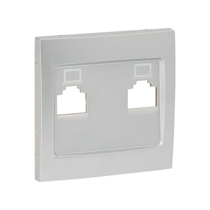 Валенсия лицевая панель розетки RJ-45 2-местная сталь EKF ESK02-L-035-30 Валенсия лицевая панель розетки RJ-45 2-местная сталь EKF ESK02-L-035-30