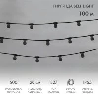 Гирлянда Belt-Light 2 жилы шаг 20 см патроны e27 влагостойкая IP65 Neon-Night 331-211