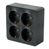 Розетка четырехместная квадратная с/з 250В 10А серия София черный STEKKER MST16-14S-02 49322