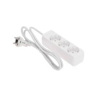 Удлинитель 3 гнезда, 1,5 м, 3х0,75 мм2, с/з, белый ProConnect 13-4208