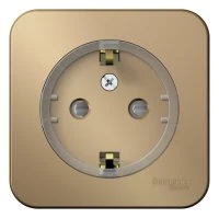 Розетка BLANCA наружная, с заземлением, со шторками, (компакт), с изолирующей пластиной 16А, 250В, титан Systeme Electric BLNRA111114