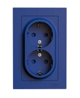 ATLASDESIGN РОЗЕТКА двойная с заземлением со шторками, 16А, в сборе, АКВАМАРИН Systeme Electric ATN001126