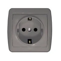 Клио розетка одноместная Клио, IP44, с/з, о/у, 16А, 220В, серый (еврослот) UNIVersal К2228-Gr