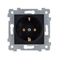 Аксиома  Механизм розетки одноместной с заземляющим контактом скрытой установки РС16-453 Антрацит Кунцево-Электро 121033