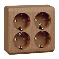 ЭТЮД Розетка четырехместная наружная с заземлением со шторками 16А 250B бук Systeme Electric PA16-208T