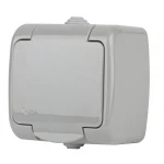 Розетка Intro Atlantic 5-201-03 с заземлением 2P+E Schuko, 16А-250В, IP54, открытой установки, серый Б0050945