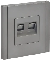 FORTE&PIANO Розетка двойная RJ11+RJ45 кат.5E FP535 сталь IEK FP-KT20-O-1-K46