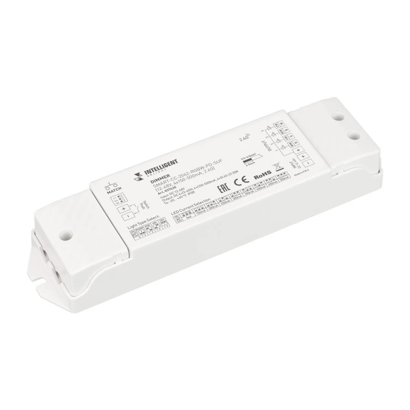 Диммер SMART-CC-2042-RGBW-PD-SUF (12-48V, 4x150-500mA, 2.4G) (IARL, IP20 Пластик, 5 лет) Arlight 037420 Диммер SMART-CC-2042-RGBW-PD-SUF (12-48V, 4x150-500mA, 2.4G) (IARL, IP20 Пластик, 5 лет) Arlight 037420